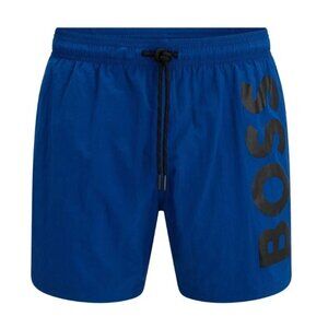BOSS by Hugo Boss Men's Quick-Drying Large Contrast Logo Swim Shorts Blue Sz L